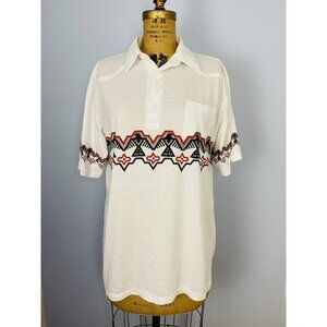 Vintage 90s Prairie Fire Short Sleeve Polo Mens L Aztec Southwest Western Cowboy